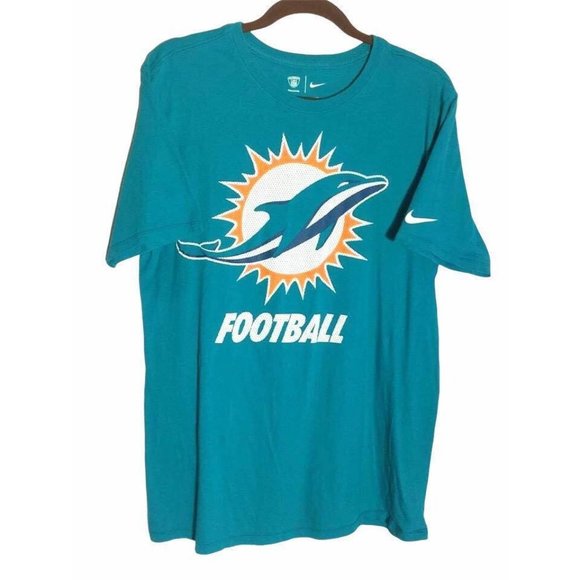 NIKE NFL Miami Dolphins Mesh Style Graphic T-Shirt Teal Green - Picture 1 of 6